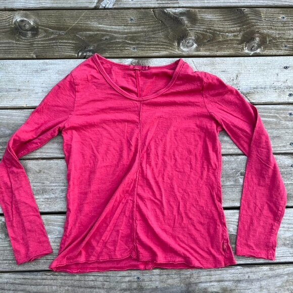 PrAna Pink Athletic long sleeve scoop neck T-Shirt Size Small Red - Picture 1 of 8